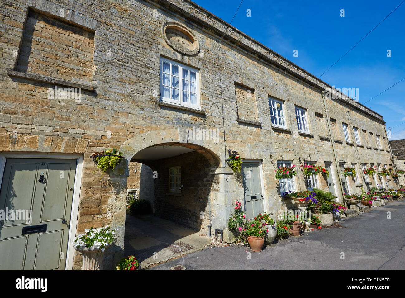 Terrassenhäuser genannt Tontine Gebäude Cecily Hill Cirencester Gloucestershire UK Stockfoto