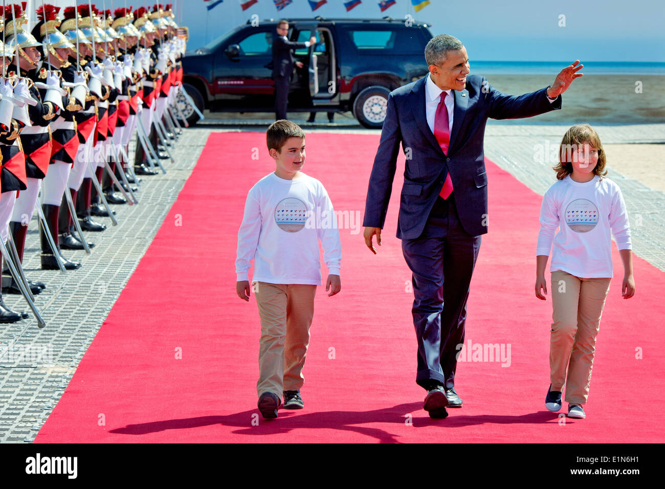 Normandie, Frankreich. 6. Juni 2014. US-Präsident Barack Obama anlässlich des 70. Jahrestages des d-Day Landungen, am Sword Beach, Ouistreham, Normandie, Frankreich, 6. Juni 2014. Bildnachweis: Dpa picture Alliance/Alamy Live News Stockfoto