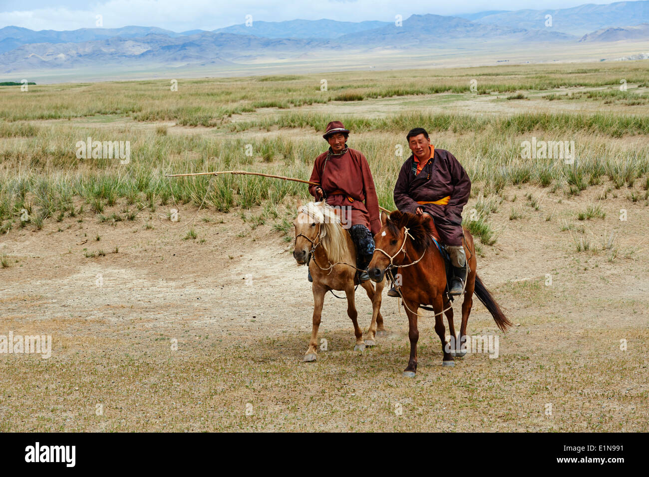 Mongolei, Tov Provinz, Nomade in der steppe Stockfoto
