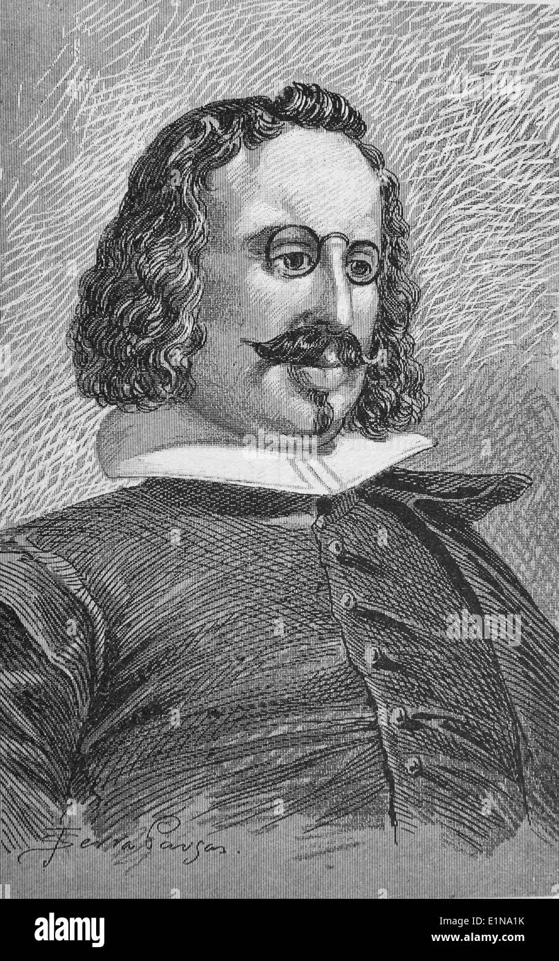Francisco de Quevedo (1580-1645). Spanischer Schriftsteller GHE Baroque Era. Spanischen goldenen Zeitalters. Gravur. Stockfoto