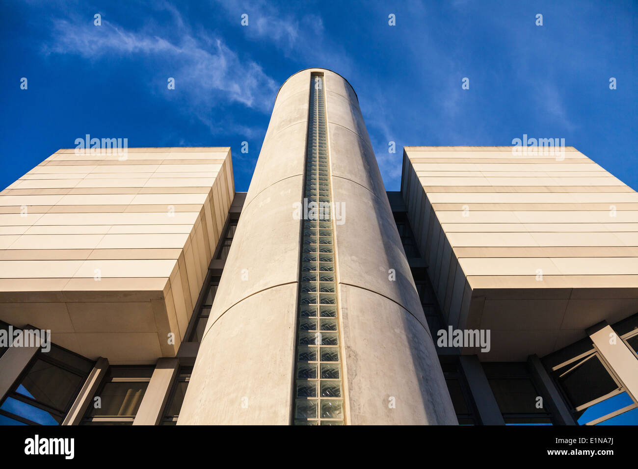 Abstraktes Bild der wichtigsten Hostel Gebäude des CERN-Labors in Genf Stockfoto