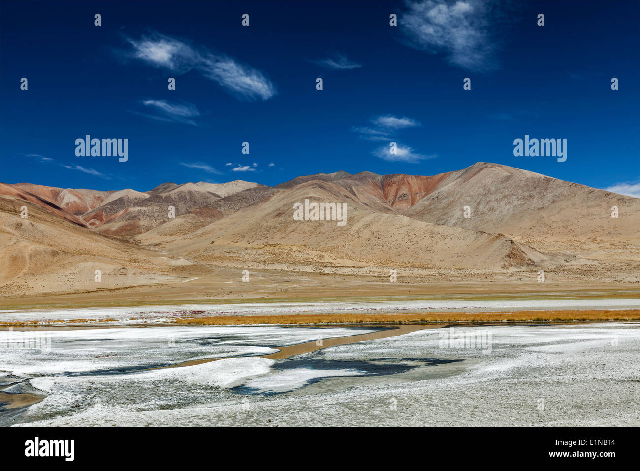 Tso Kar - schwankende Salzsee im Himalaya. Rapshu, Ladakh, Jammu und Kaschmir, Indien Stockfoto
