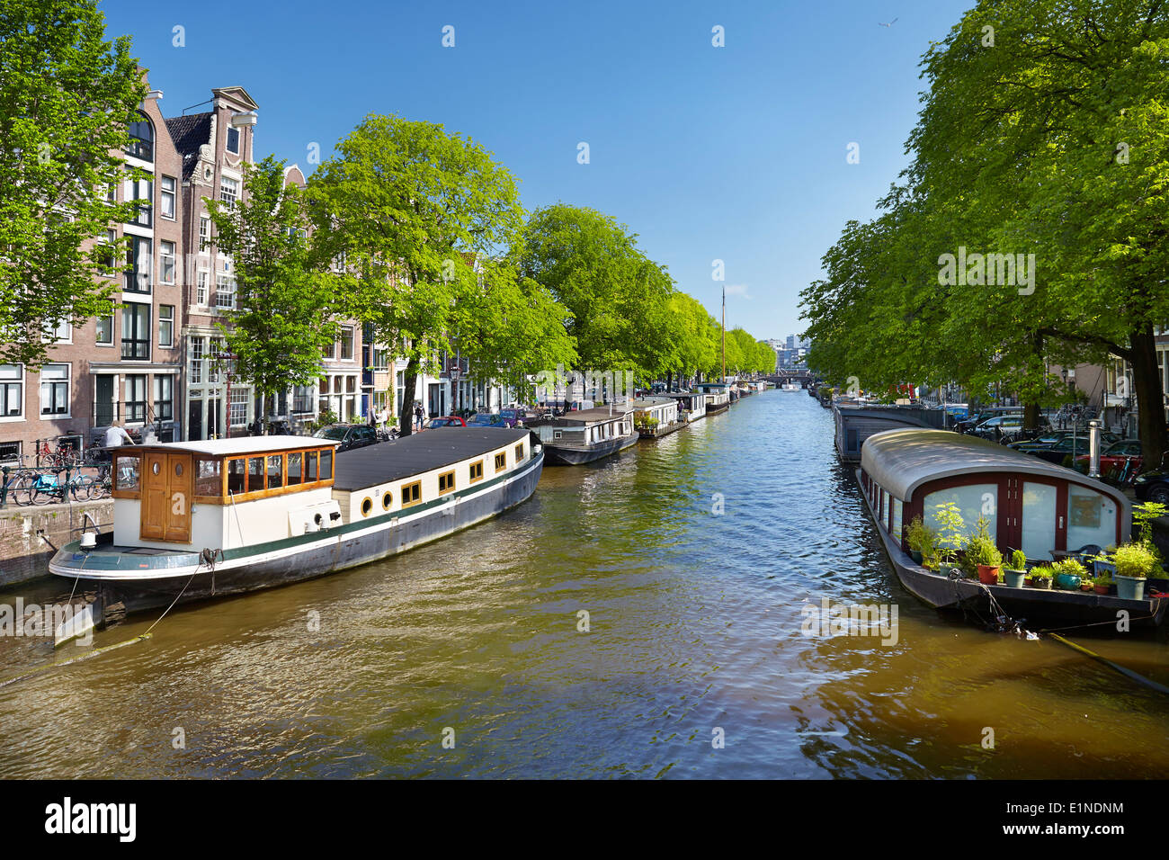 Hausboot Hausboot, Amsterdam Canal - Holland Niederlande Stockfoto