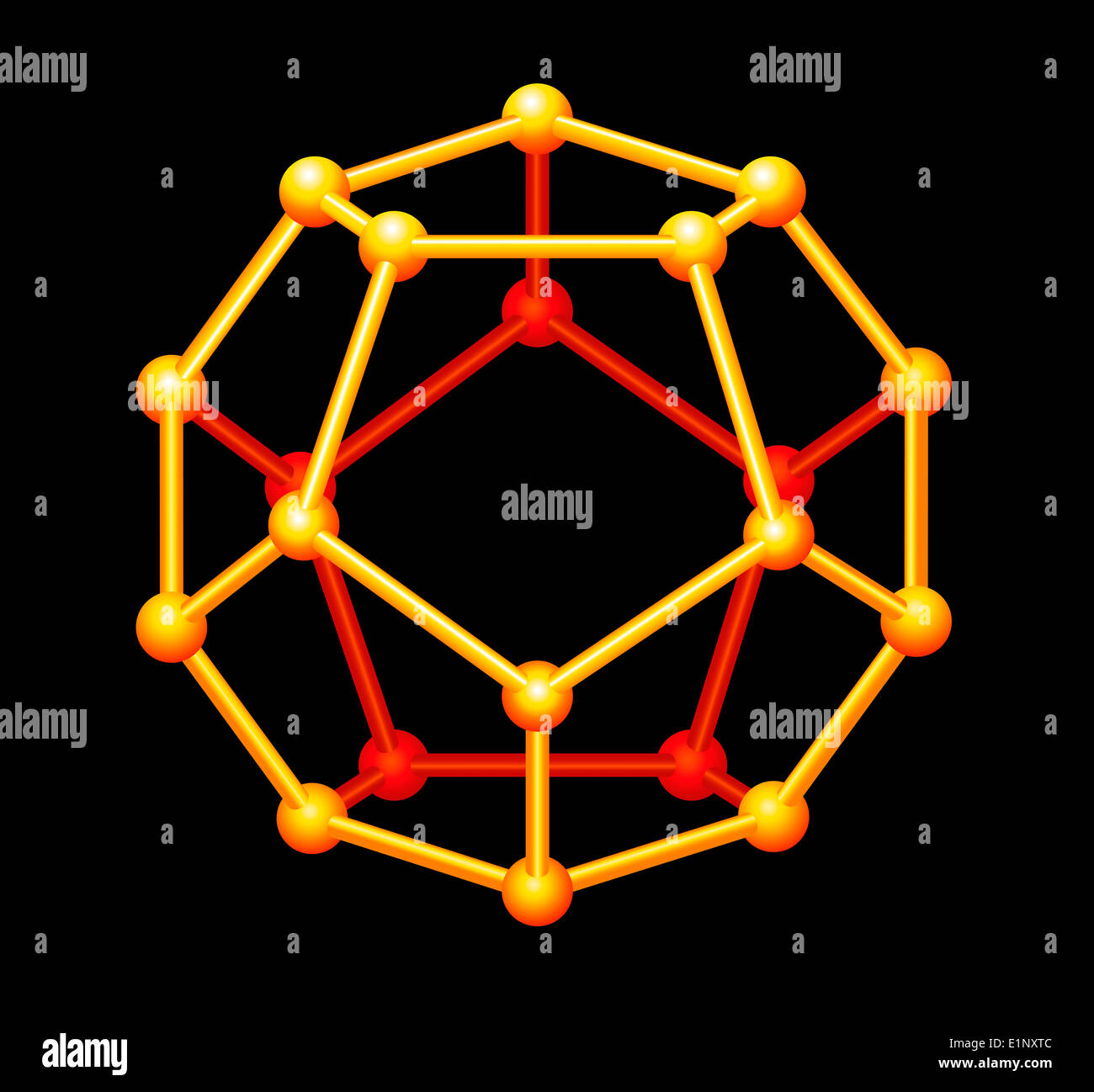 Dodekaeder Gold dreidimensionale Form - platonischen Festkörper in der Geometrie, bestehend aus zwölf regulären pentagonal Gesichter Stockfoto