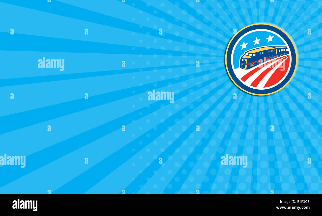 Visitenkarte zeigt Abbildung von einer Dampflok Lokomotive angesehen von vorne innen Schild Wappen auf isolierte Hintergrund festlegen Stockfoto