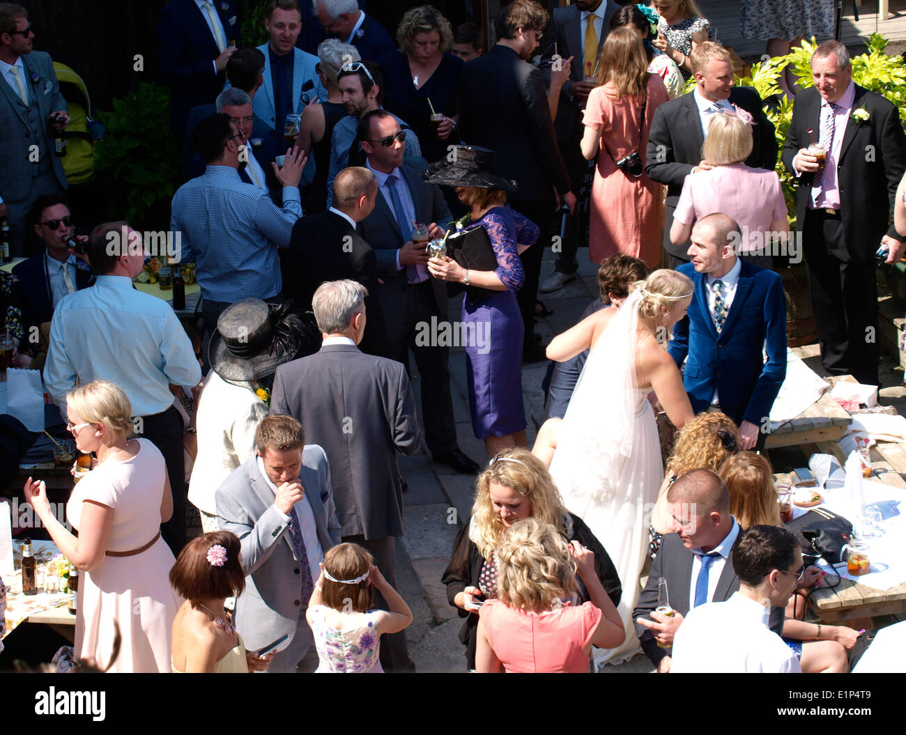 Hochzeit im freien Empfang, Newquay, Cornwall, UK Stockfoto