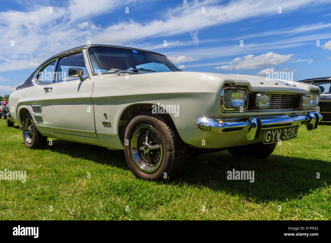 1970er Jahre Ford Capri MkI 1600GT auf dem Display an Bromley Pageant of Motoring jährliche Oldtimer-Show. Stockfoto