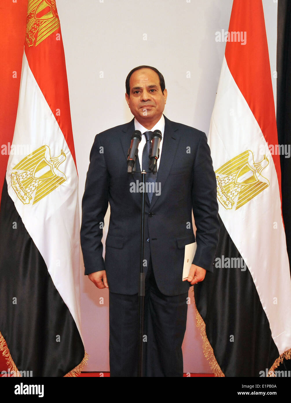 8. Juni 2014 - ägyptische Präsident Abdel Fatah El Sissy während der Vereidigung und der Eidesleistung vor Mitgliedern des obersten Verfassungsgerichts. Stockfoto