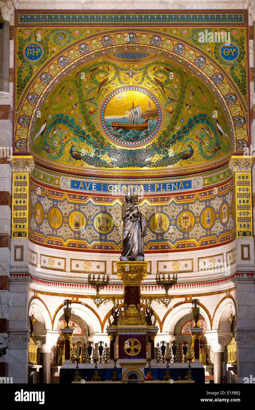 Altar der Notre-Dame De La Garde in Marseille, Frankreich Stockfoto