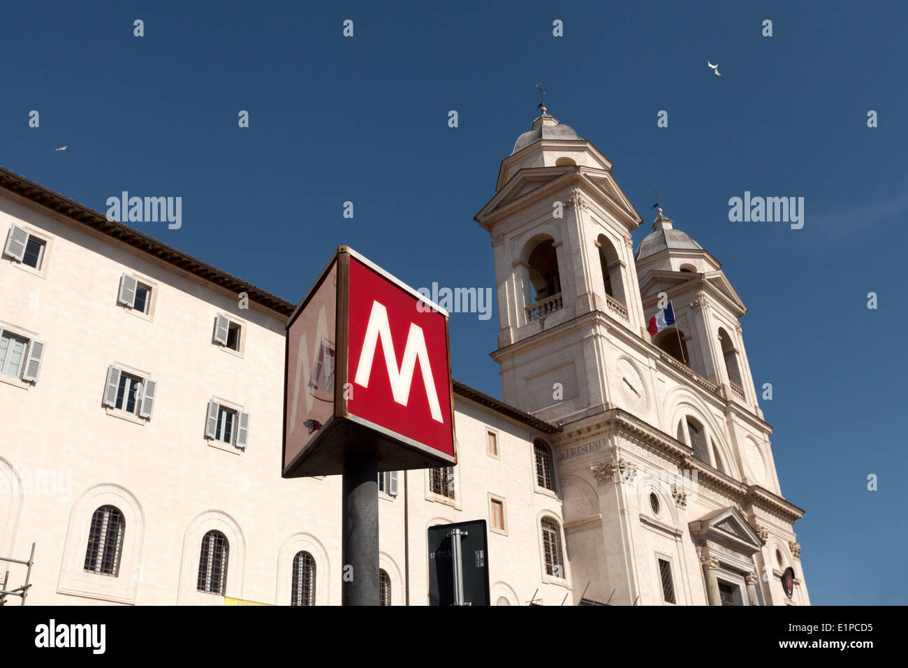 Rom-Metro u-Bahn u-Bahn Schild an die spanische Treppe, Rom Italien Europa Stockfoto