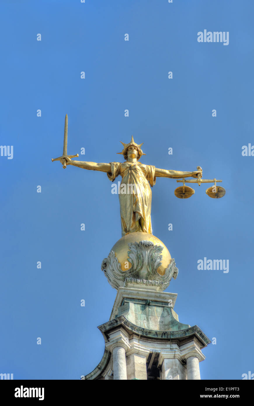 Justiz-Statue, The Old Bailey.  Zentralen Strafgerichtshof Stockfoto