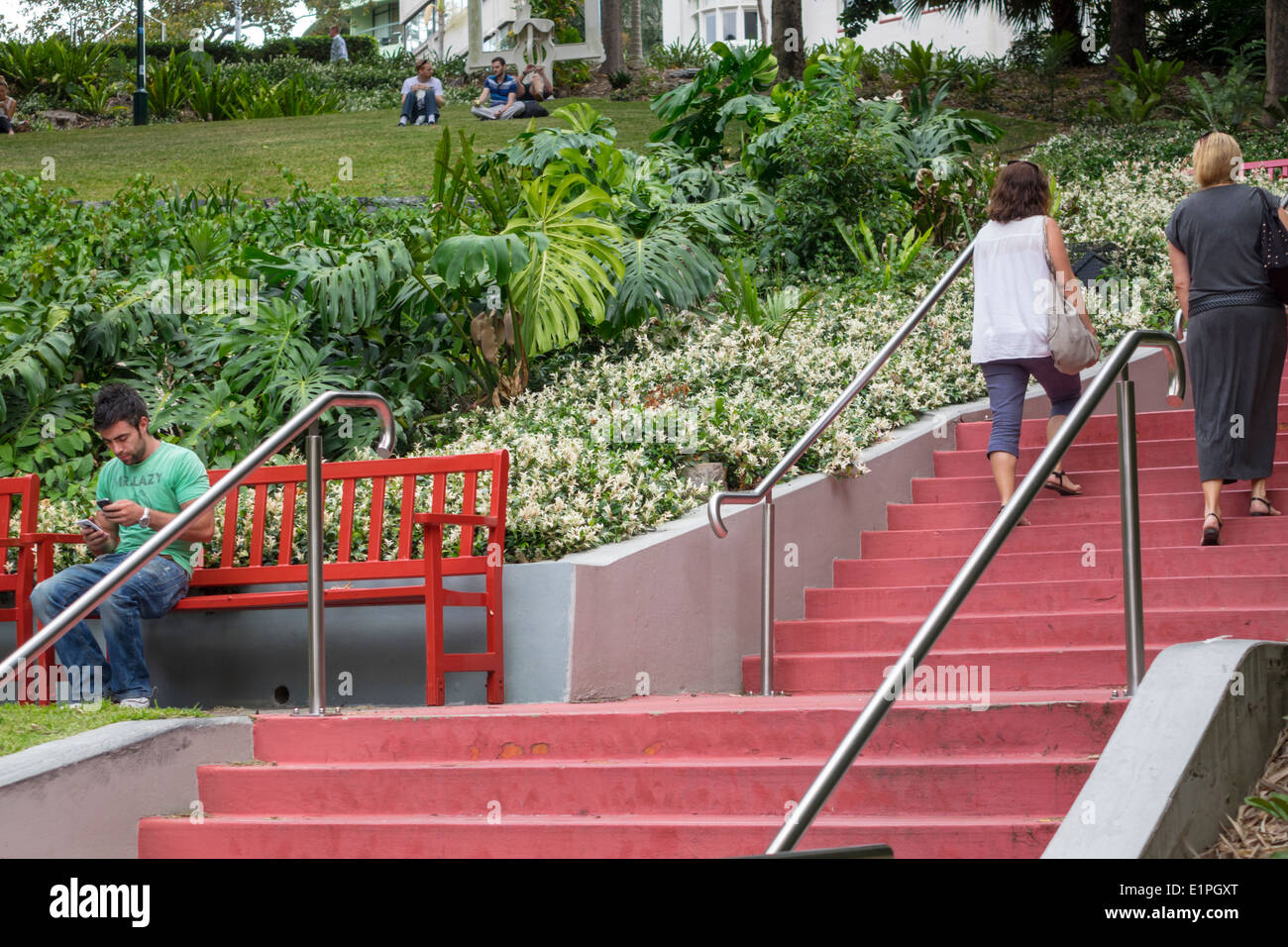 Brisbane Australien CBD, King Edward Park, Männer männlich, Treppen Treppe, AU140314034 Stockfoto