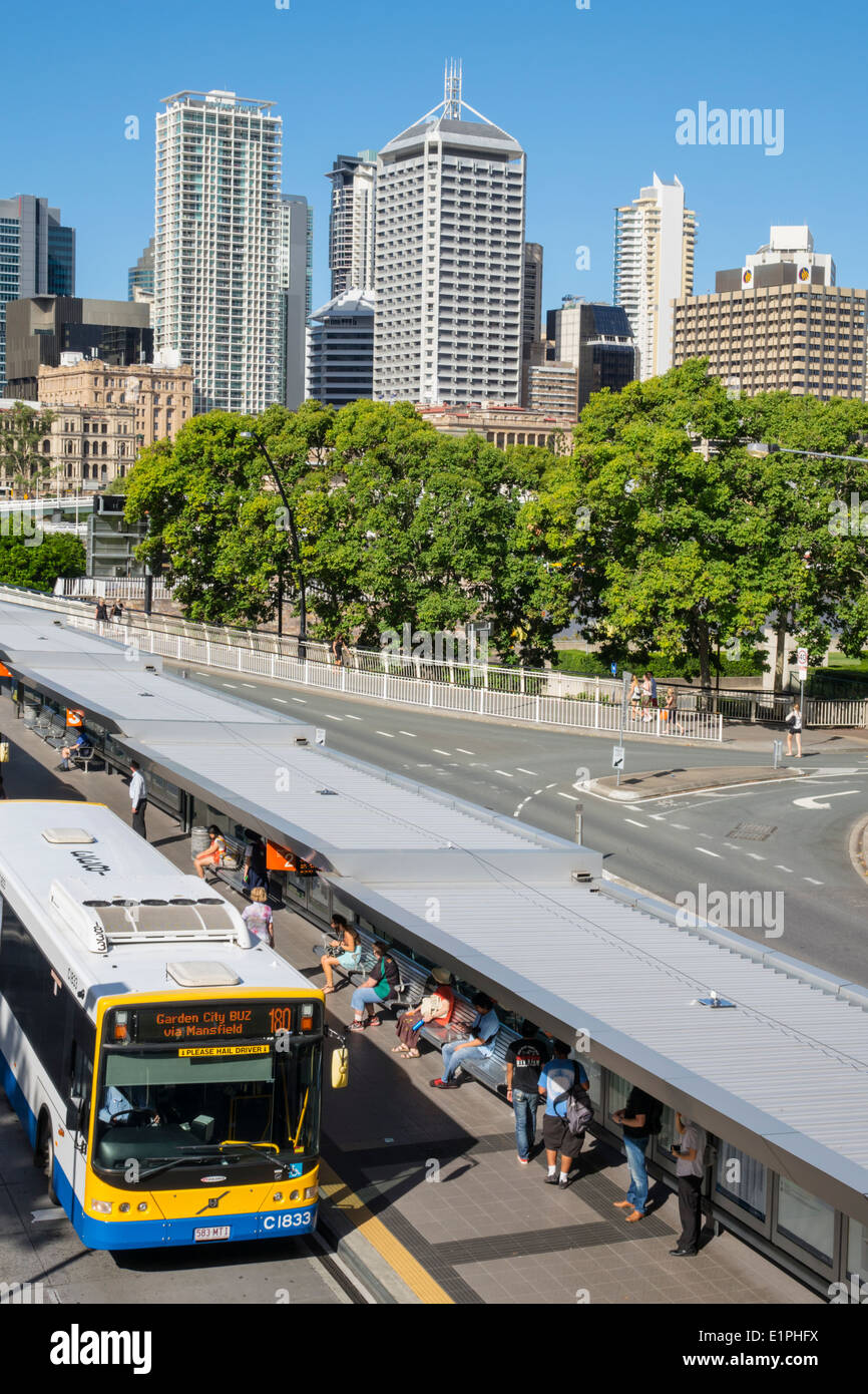 Brisbane Australien CBD, Kulturzentrum, Zentrum, Busbahnhof, Skyline der Stadt, Wolkenkratzer, Gebäude, AU140314093 Stockfoto