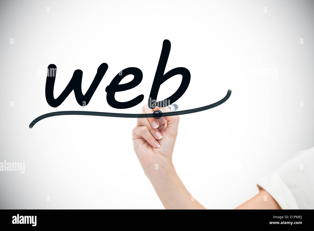 Geschäftsfrau, die Schreiben des Wort web Stockfoto