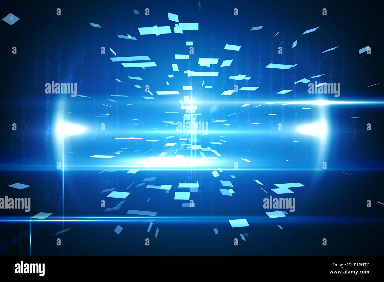 Blaue Technikgestaltung mit Glanz Stockfoto