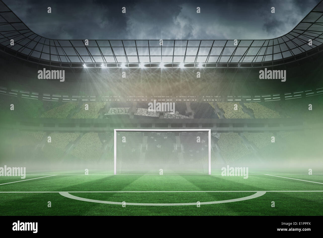 Große Fußball-Stadion mit Ziel Stockfoto