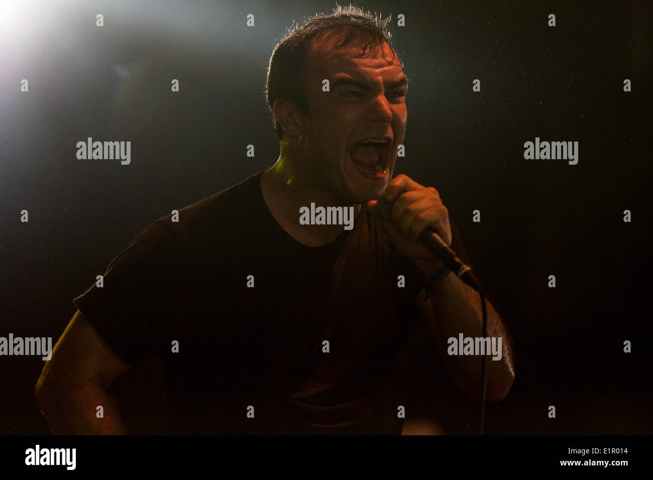 Samuel T. Herring von Future Islands live beim Field Day Festival, London, 8. Juni 2014 Stockfoto