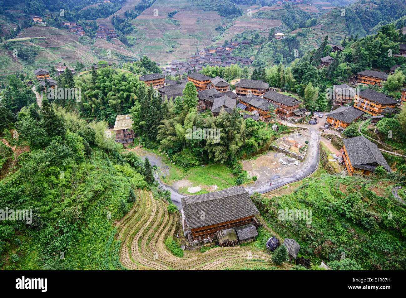 Longsheng Dorf in Guangxi, China. Stockfoto