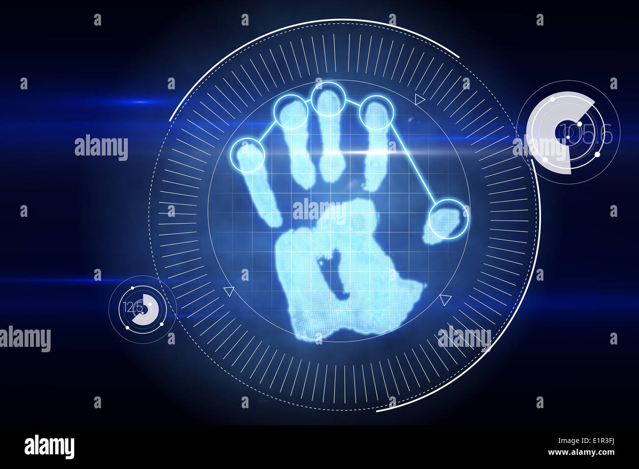Digitale Sicherheit Hand print scan Stockfoto