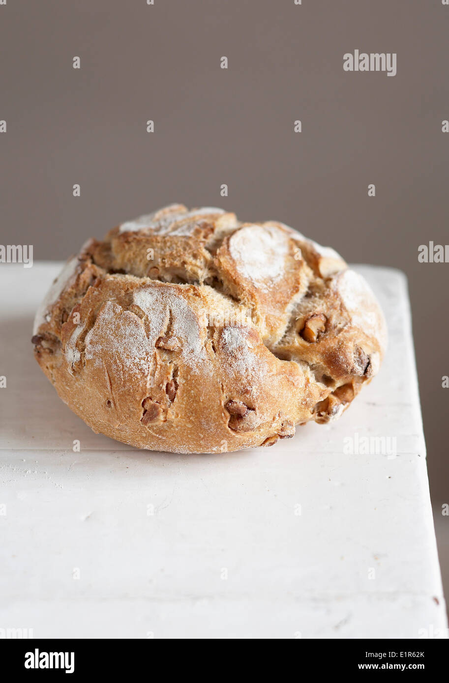 Rundes Laib Brot Stockfoto