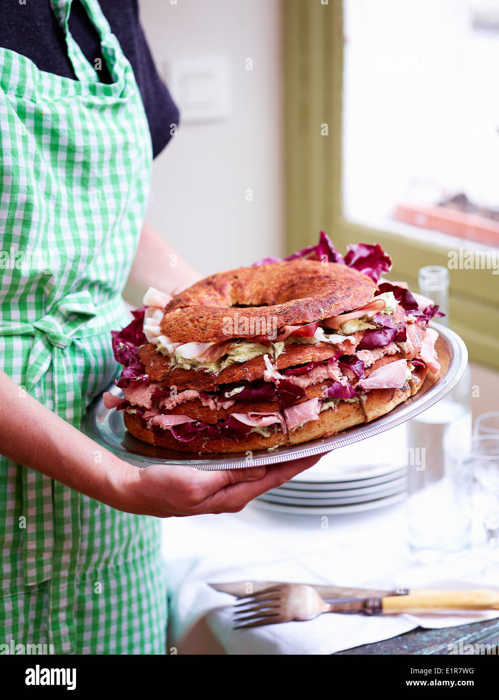 Ausgefallene Schinkensandwiches Stockfoto