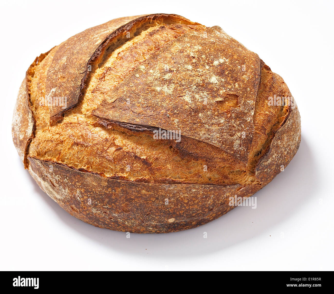 Großer runder Laib Brot Stockfoto