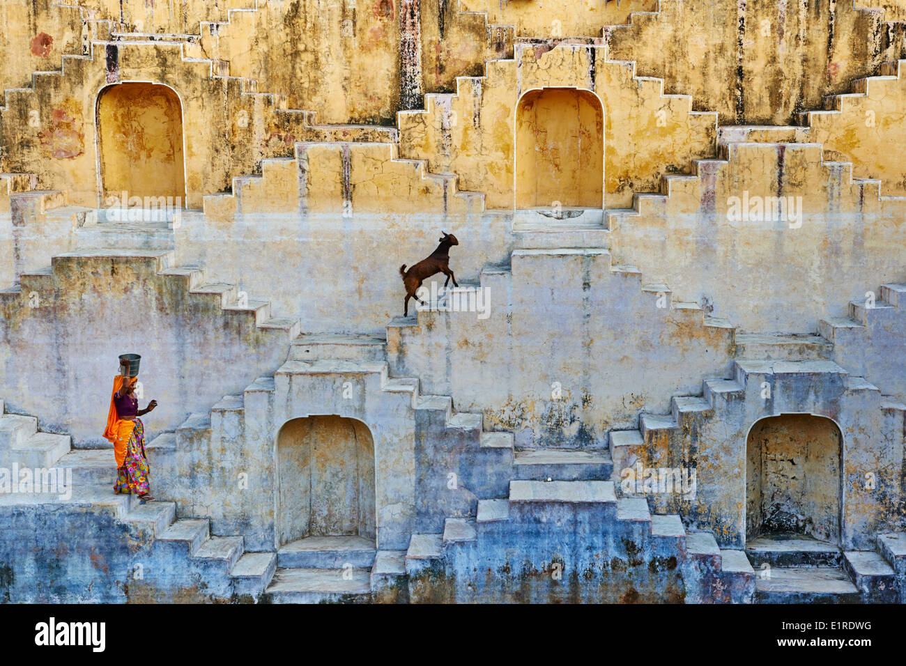 Indien, Rajasthan, Jaipur, die Pink City, den Wassertank für Regen in der Nähe von Jaipur Stockfoto