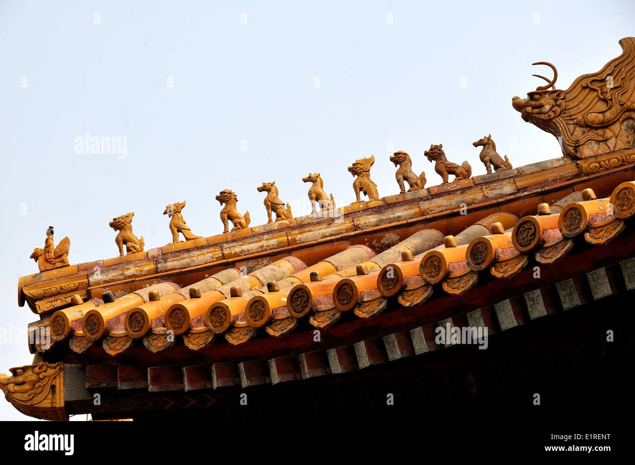 Details der verbotenen Stadt Peking Dach Stockfoto