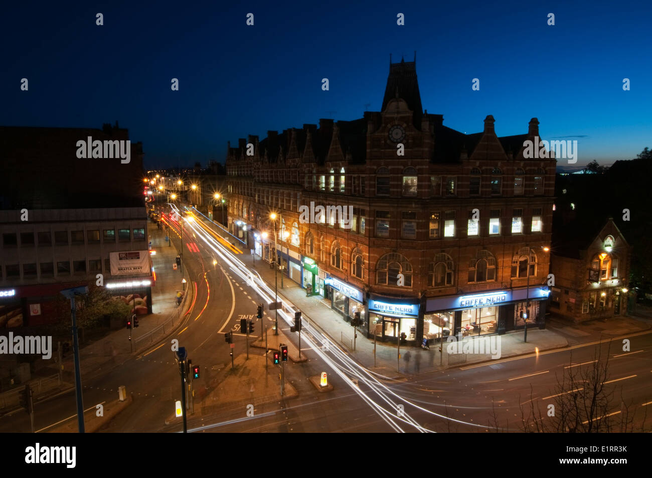 Carrington Street und Canal Street in der Nacht in der Stadt Nottingham, Nottinghamshire, England UK Stockfoto