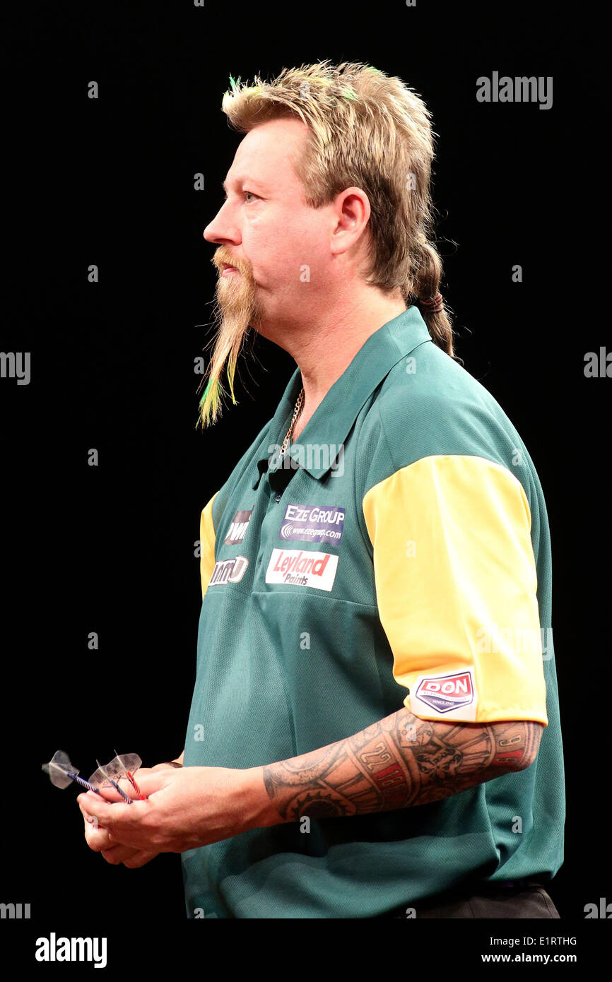 Simon Whitlock (Australien) bei der WM 2014 Darts in der Sport-Halle. Hamburg, 06.06.2014 Stockfoto