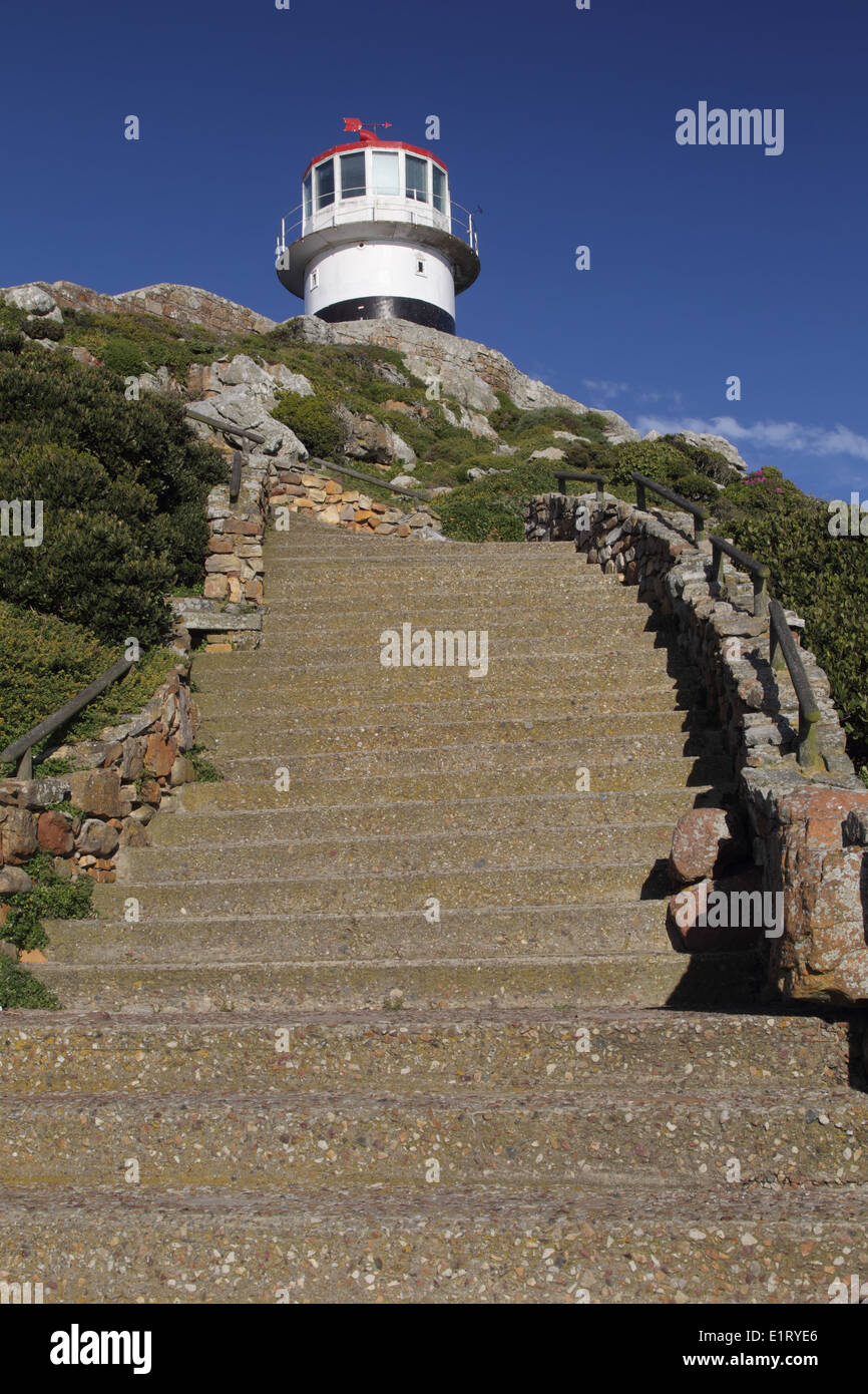 Treppe zum Cape Point Lighthouse in der Table Mountain National Park, Südafrika. Stockfoto