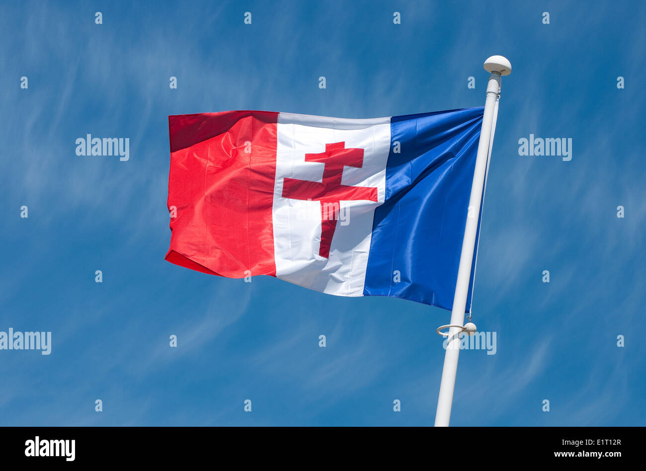 französische Flagge des freien Frankreichs, Juno Beach, Normandie, Frankreich Stockfoto