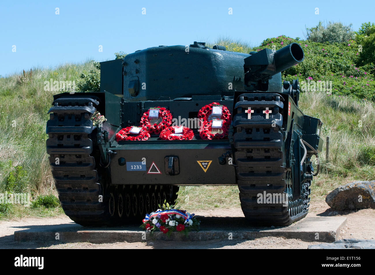 Memorial Day Tank, Juno Beach, Normandie, Frankreich Stockfoto