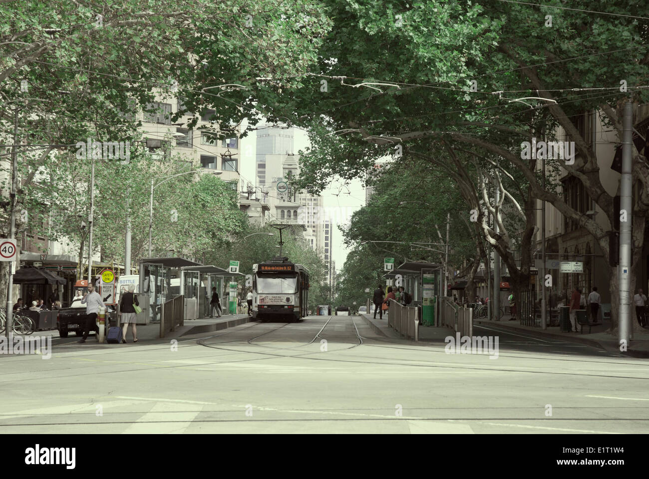 Ecke Collins und Spring Street Melbourne Stockfoto