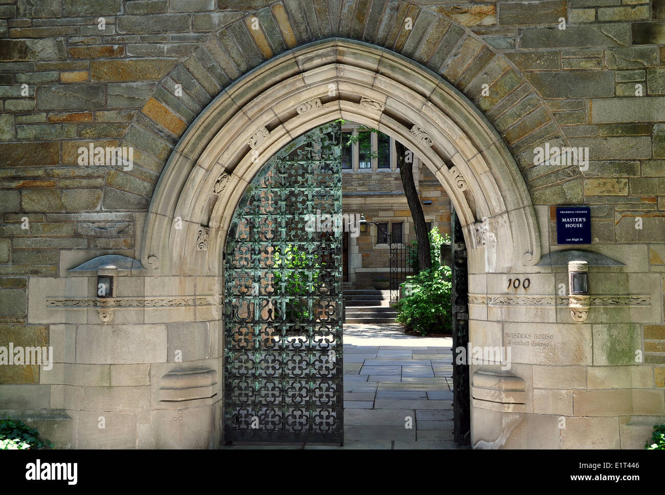 New Haven, Connecticut: Meister Haus Gateway an der Yale University Stockfoto
