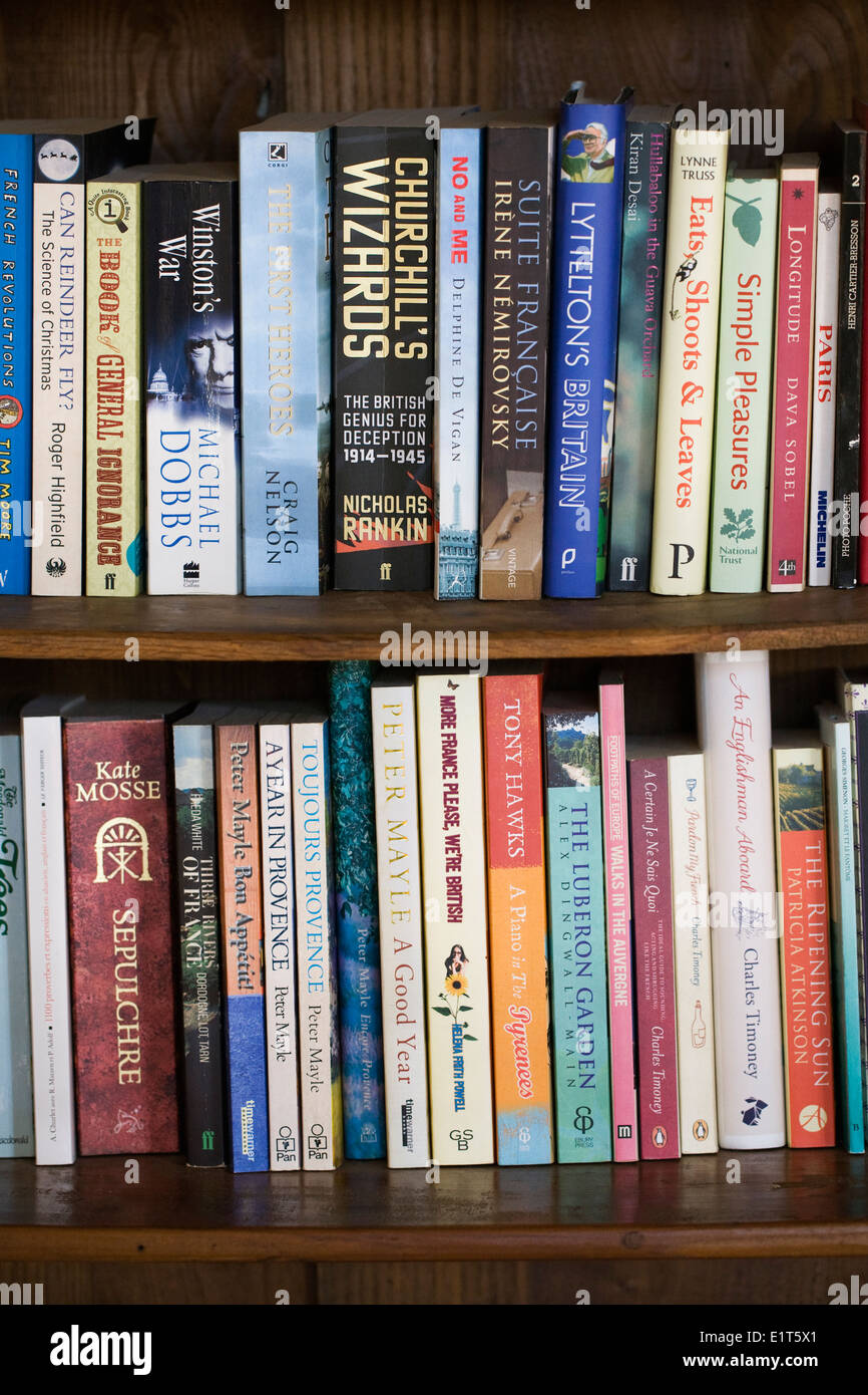 Bücher auf einem Regal. Stockfoto