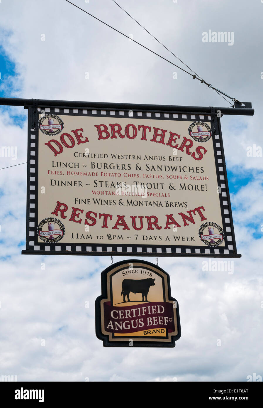 Montana, Philipsburg, Innenstadt, Doe Brothers Restaurant Zeichen Stockfoto