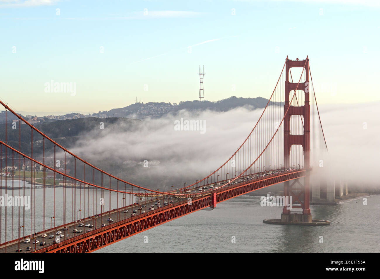 Golden Gate Bridge gesehen von Marin Headlands, San Francisco, Kalifornien, USA, Nordamerika Stockfoto