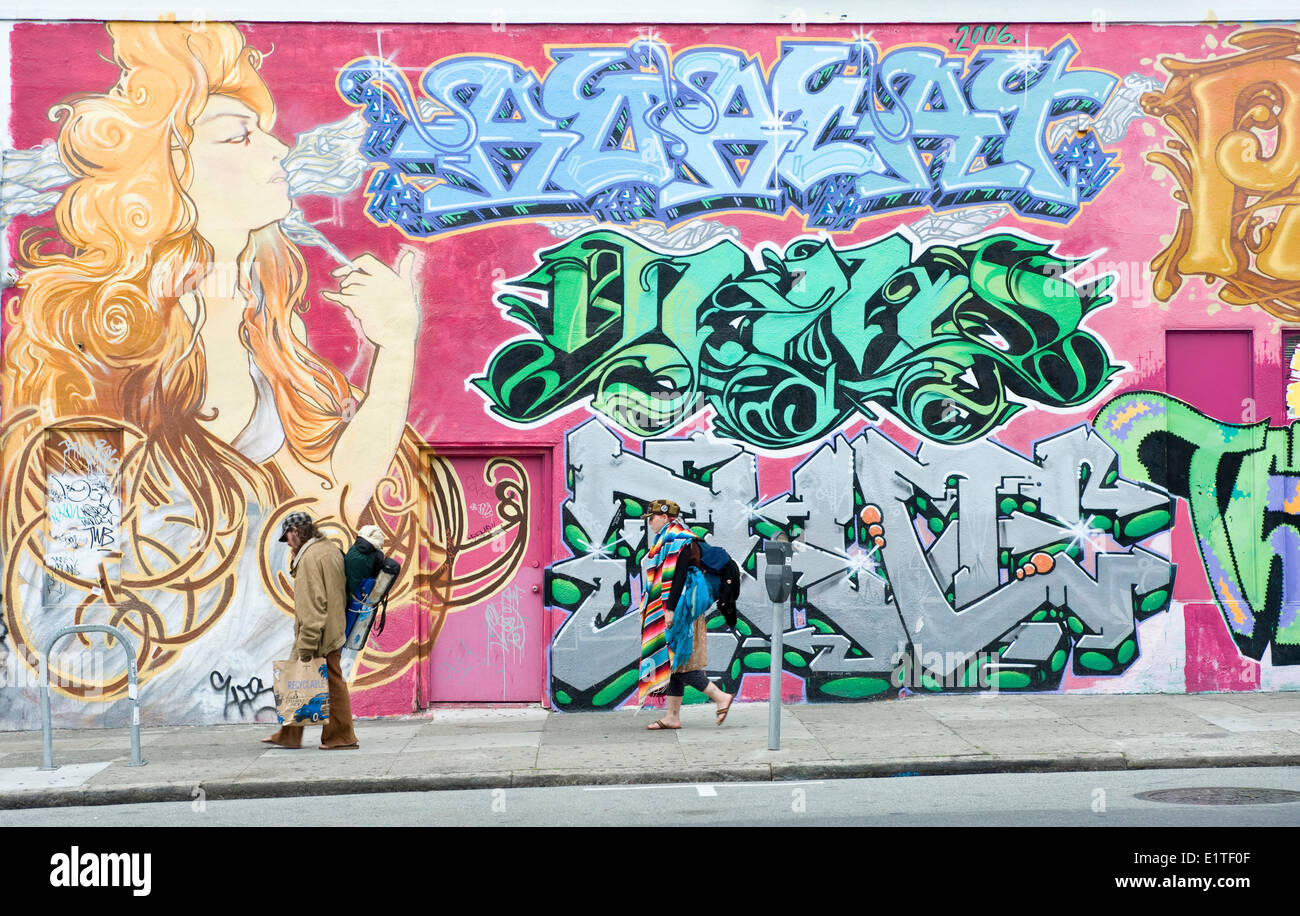 Graffiti, Haight-Ashbury Viertel von San Francisco, Kalifornien, USA Stockfoto