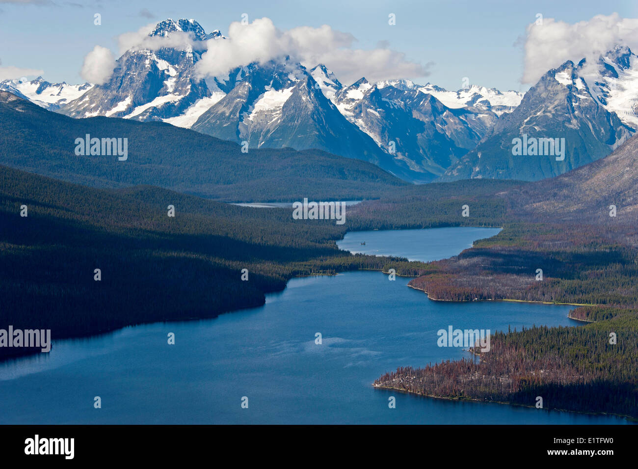 Luftaufnahmen über die Coast Mountains von British Columbia Kanada Stockfoto
