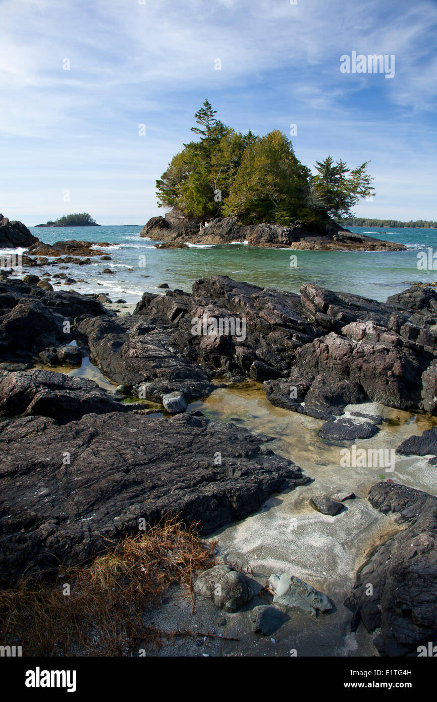 Crystal Cove am MacKenzie Beach in der Nähe von Tofino auf Vancouver Island im Clayoquot Sound UNESCO Biosphäre in British Columbia Kanada Stockfoto