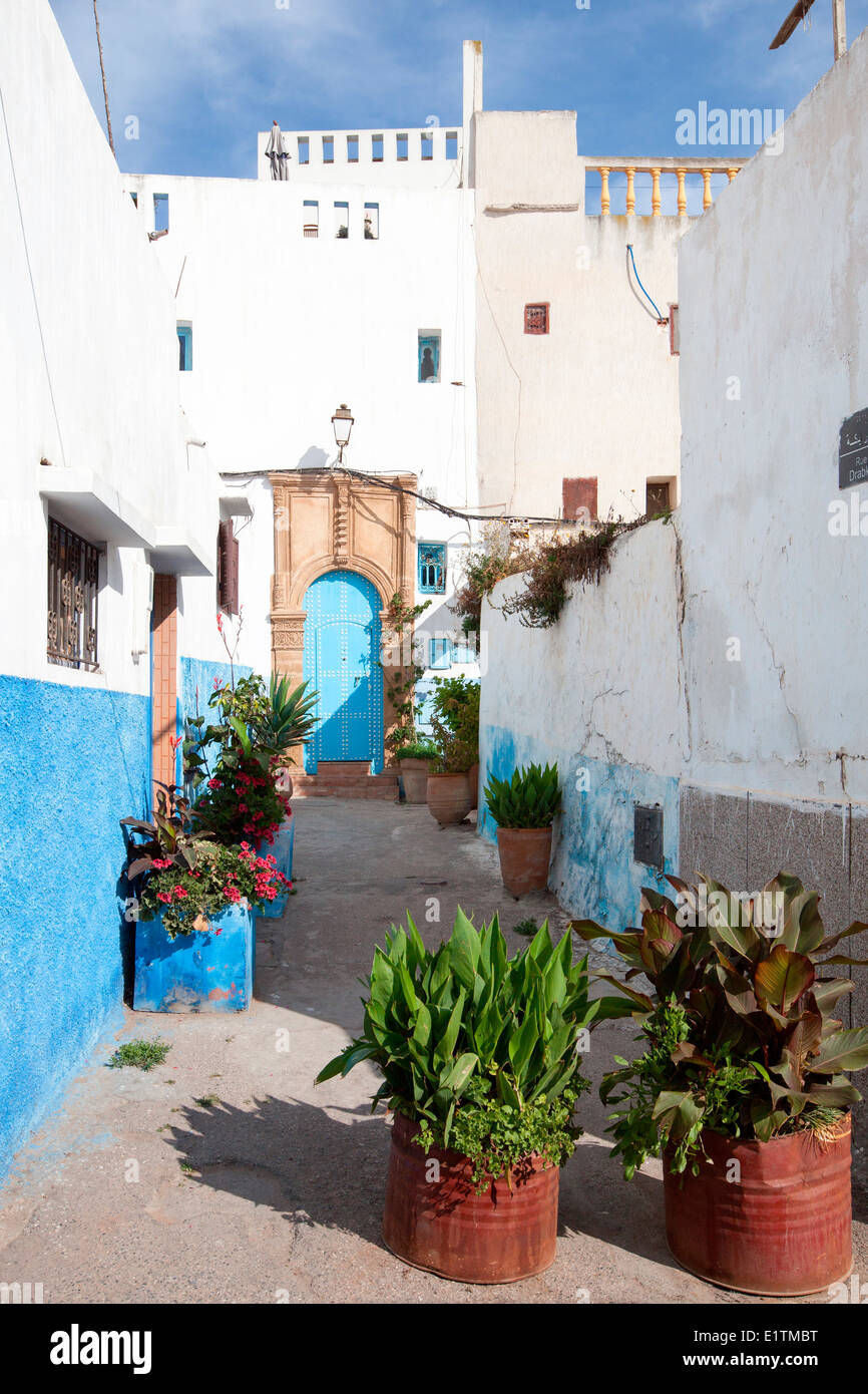 Die malerischen Gässchen blau-weißen in der Oudaia-Kasbah, Rabat, Marokko  Stockfotografie - Alamy