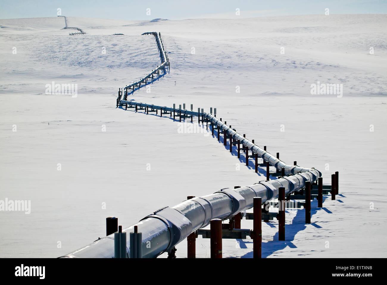 Trans-Alaska-Erdöl-Pipeline (Trans-Alaska Pipeline System TIPPT Alyeska Pipeline) North Slope in der Nähe von James Dalton Highway in Stockfoto