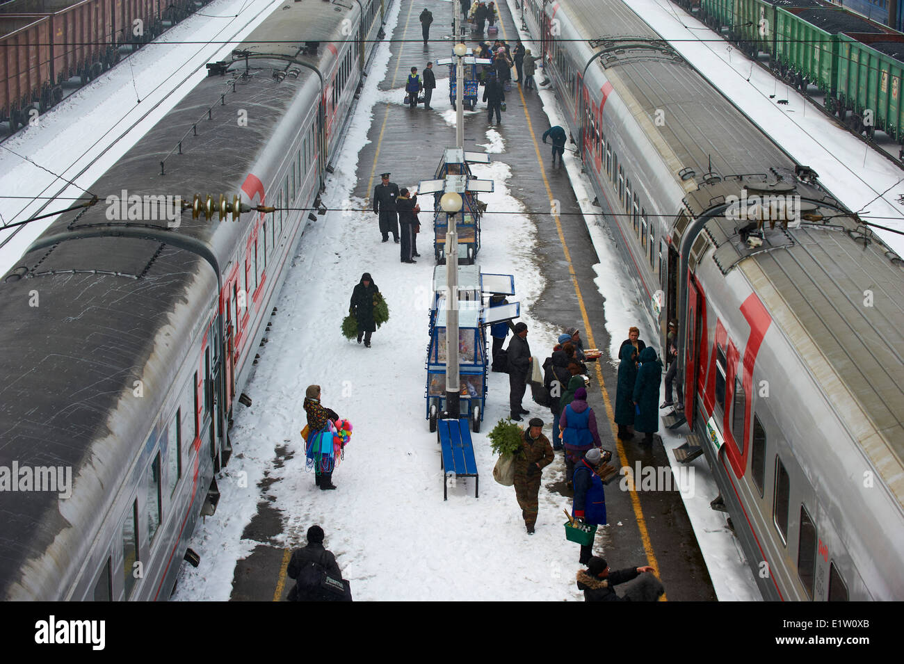 Russland, Udmurtien, Balezino, stoppen 23 Minuten, Bahnhof, Trans-Siberian Linie. Stockfoto