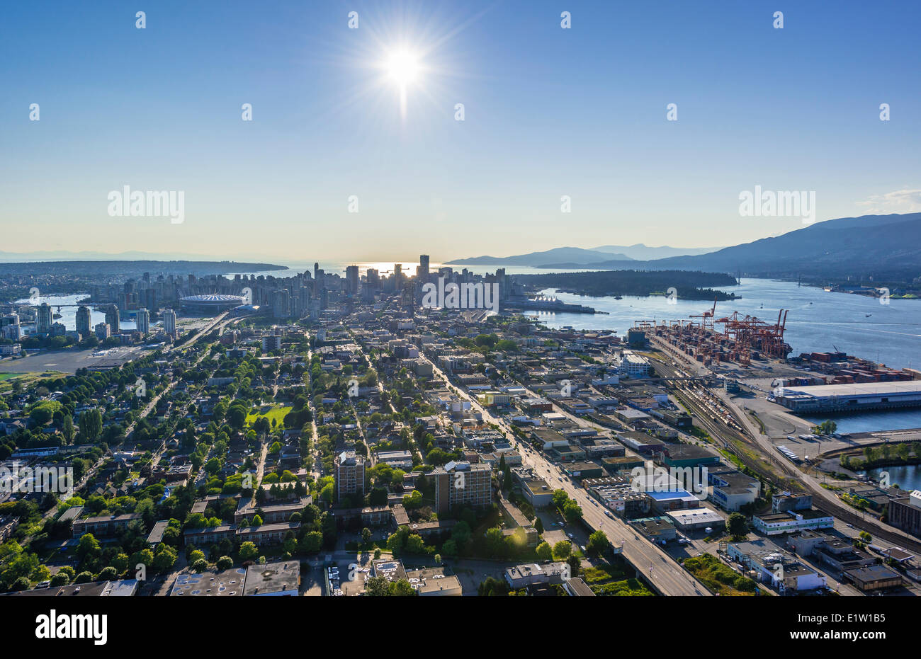 Strathcona nach Westen nach Vancouver. Stockfoto