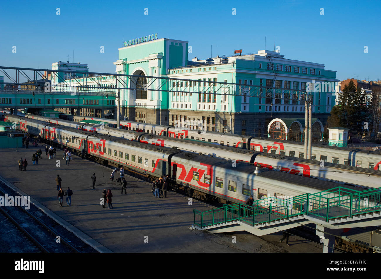 Russland, Oblast Nowosibirsk, Nowosibirsk, 40 Minuten stoppen, Bahnhof, Trans-Siberian Linie Stockfoto