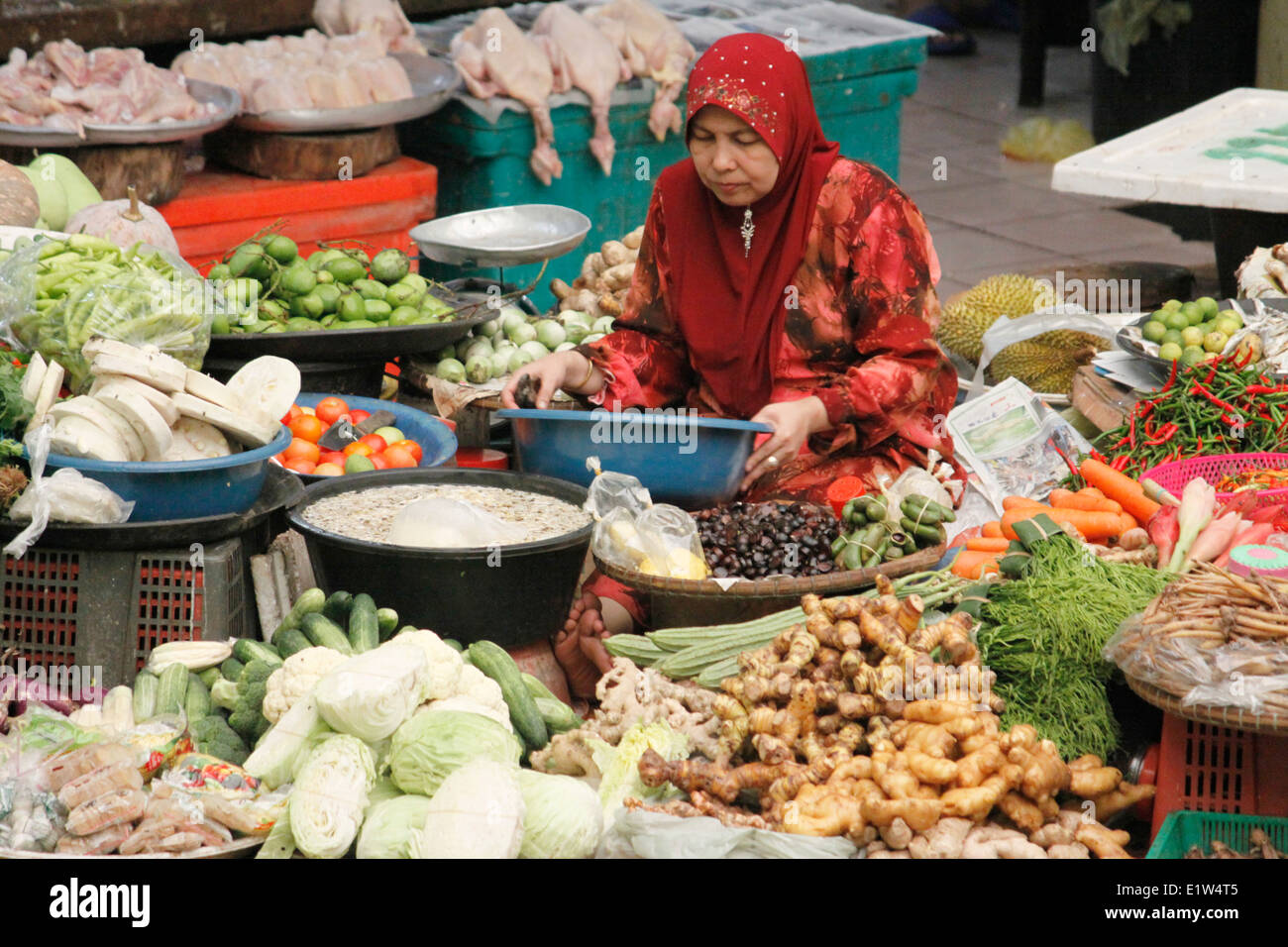 Zentralmarkt, Kota Bahru, Kelantan, Malaysia. Stockfoto