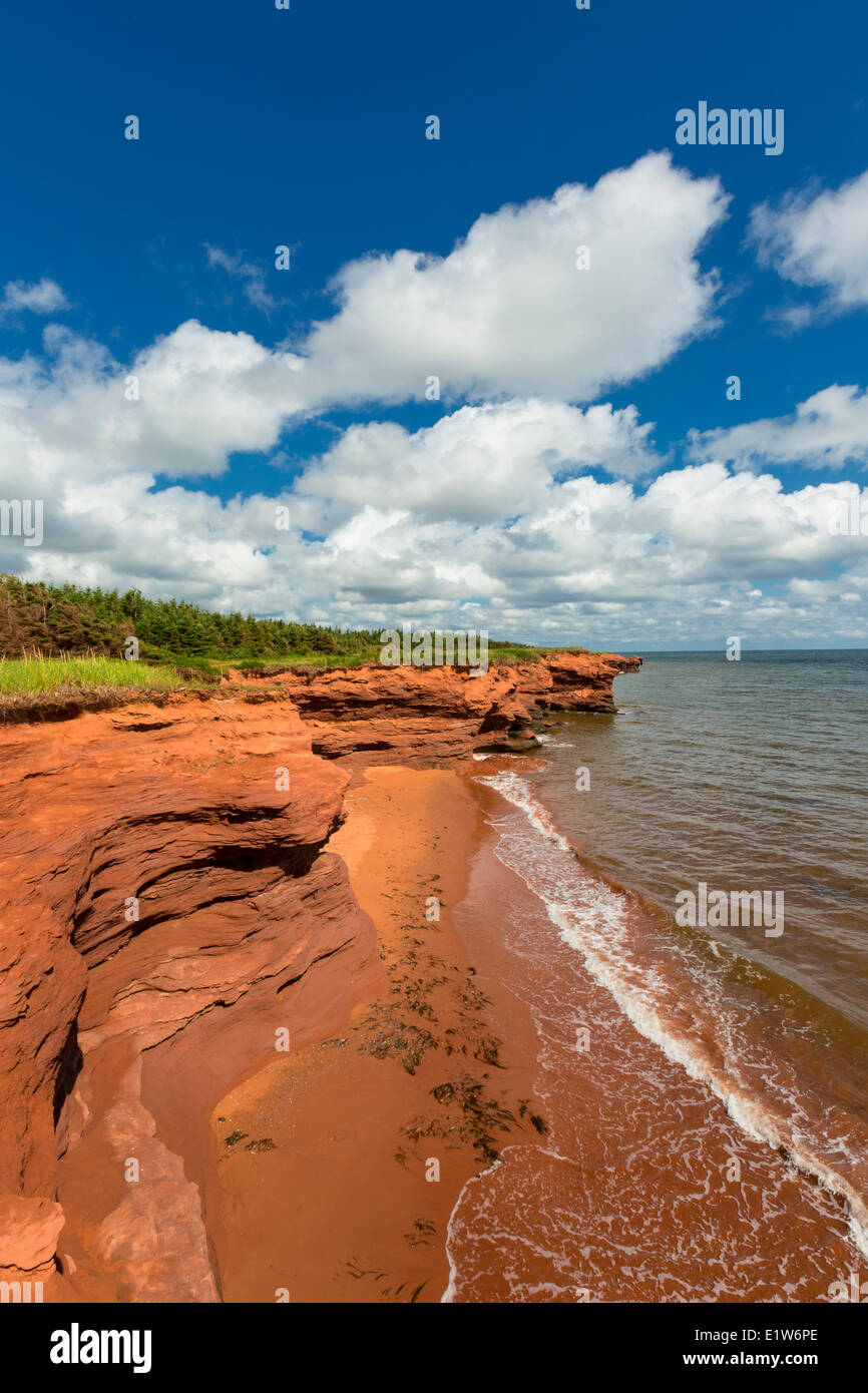 Erodiert roten Sandsteinfelsen, Kildare Capes, Prince Edward Island, Canada Stockfoto