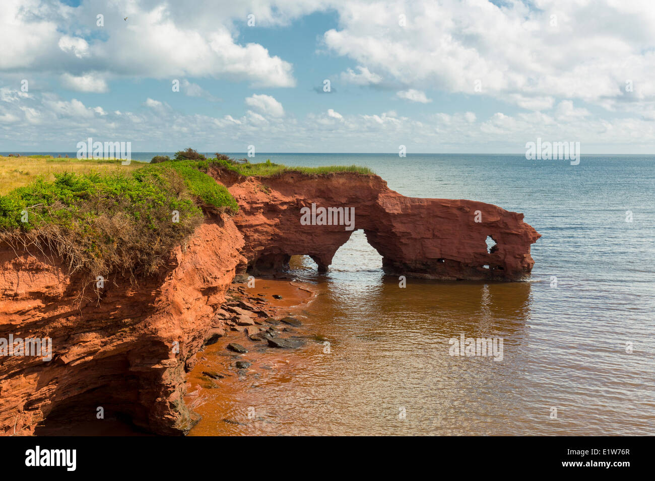 Erodiert roten Sandsteinfelsen, Kildare Capes, Prince Edward Island, Canada Stockfoto