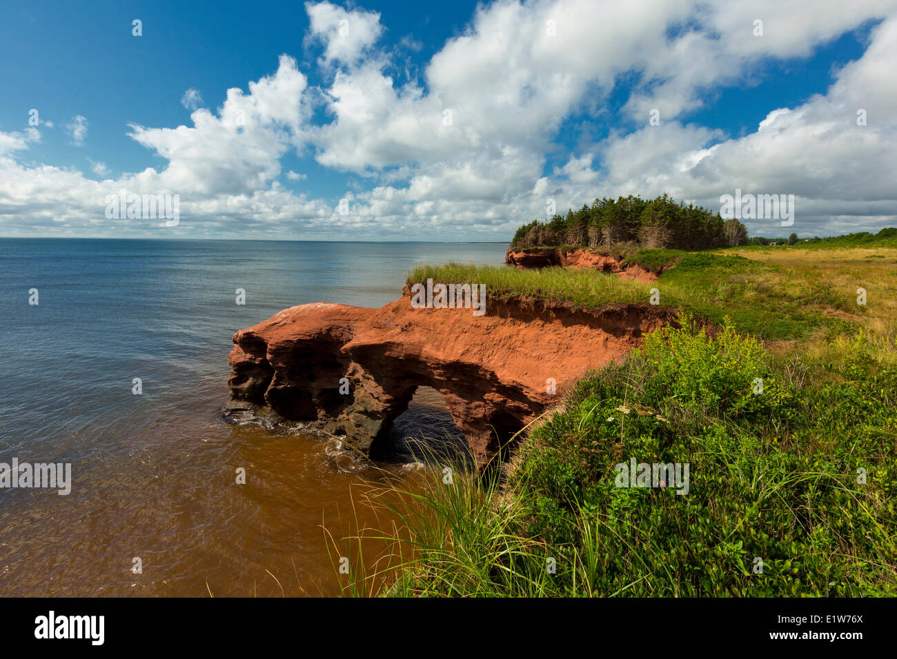 Erodiert roten Sandsteinfelsen, Kildare Capes, Prince Edward Island, Canada Stockfoto